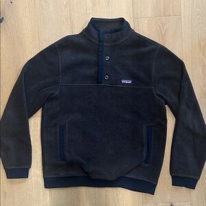 Patagonia Grey and Navy Sherpa Snap Pullover